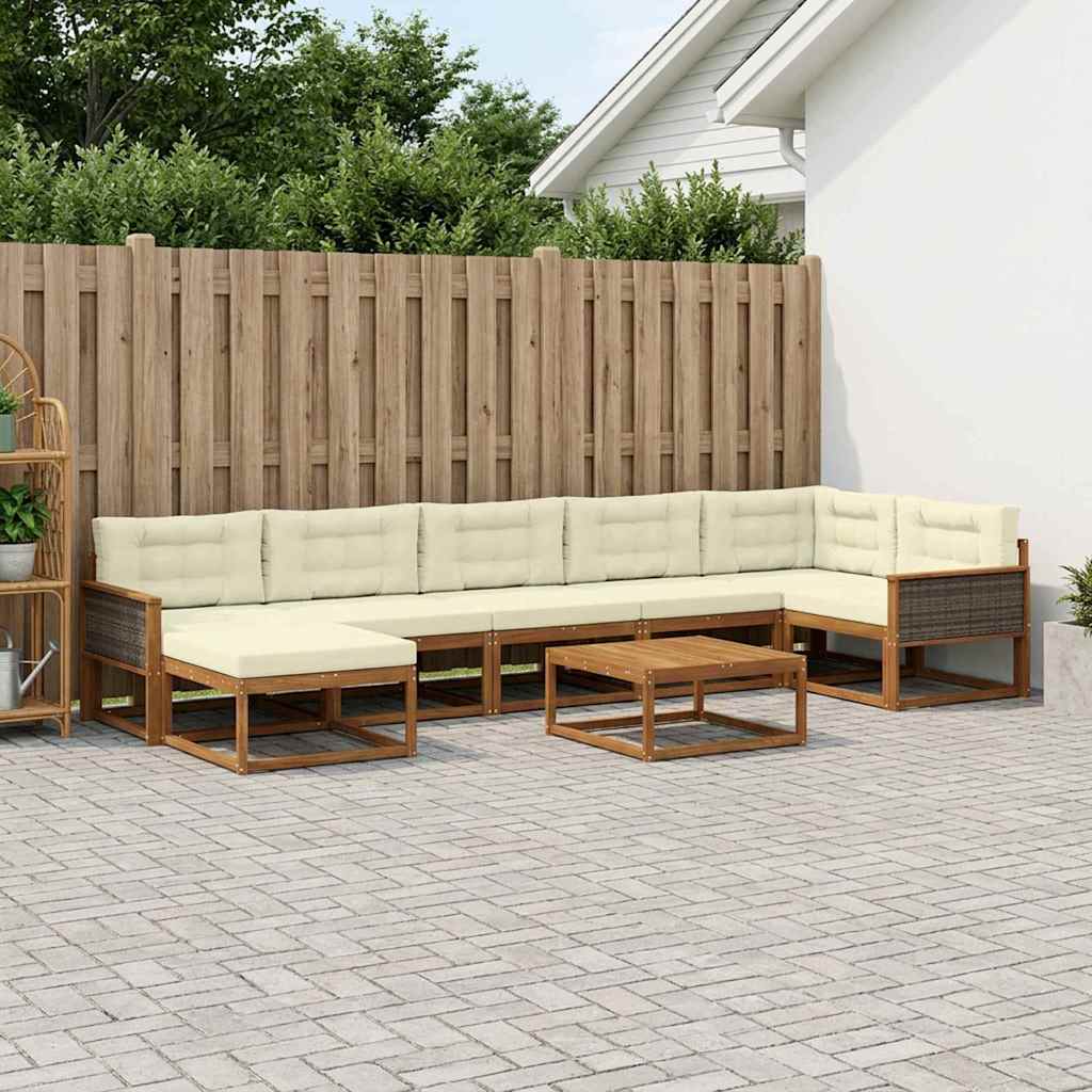 Outdoor-Sofagarnitur mit Kissen 8 pcs Natur und Creme