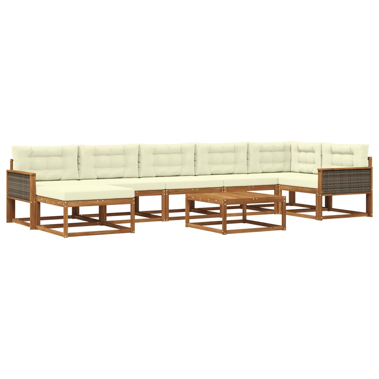 Outdoor-Sofagarnitur mit Kissen 8 pcs Natur und Creme