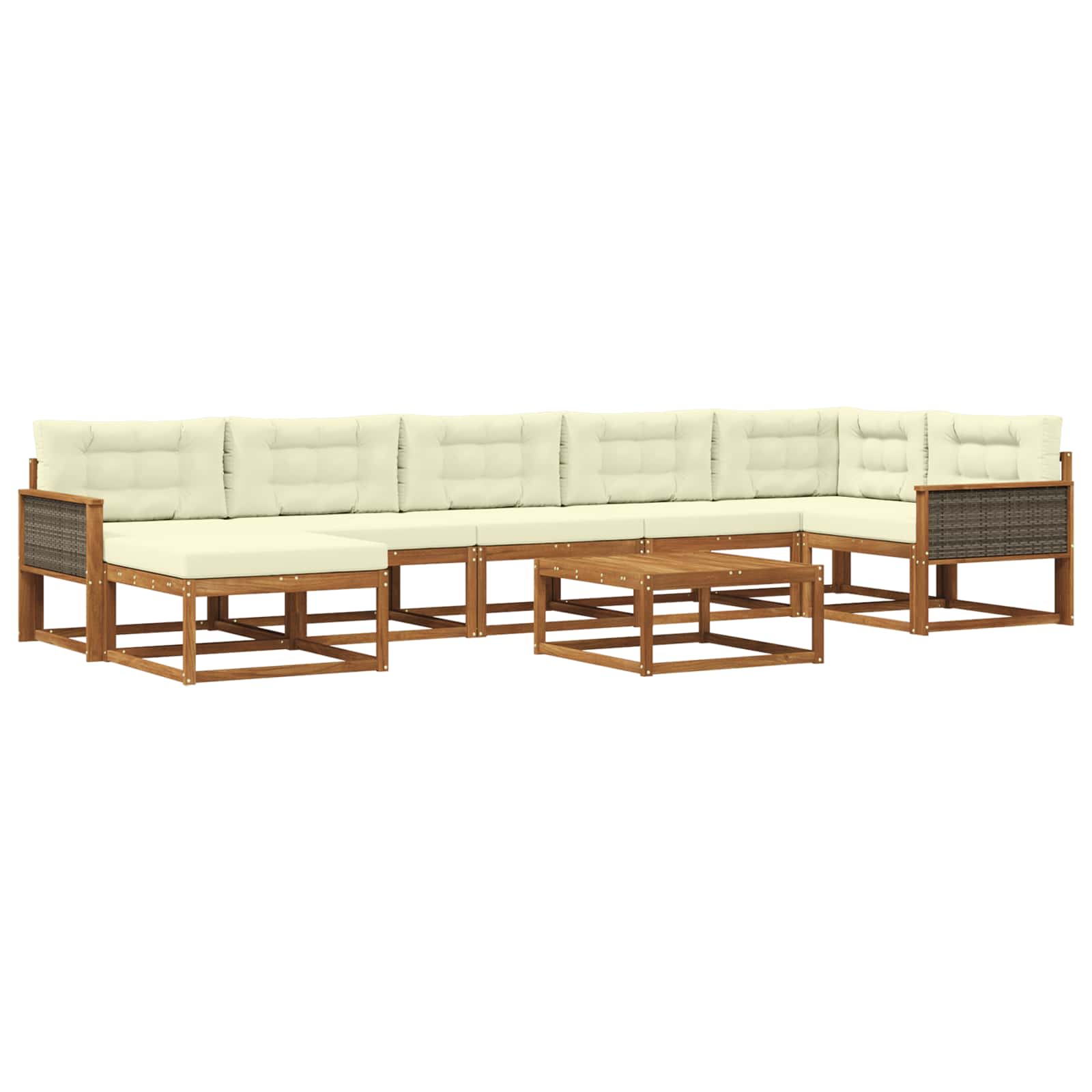 Outdoor-Sofagarnitur mit Kissen 8 pcs Natur und Creme