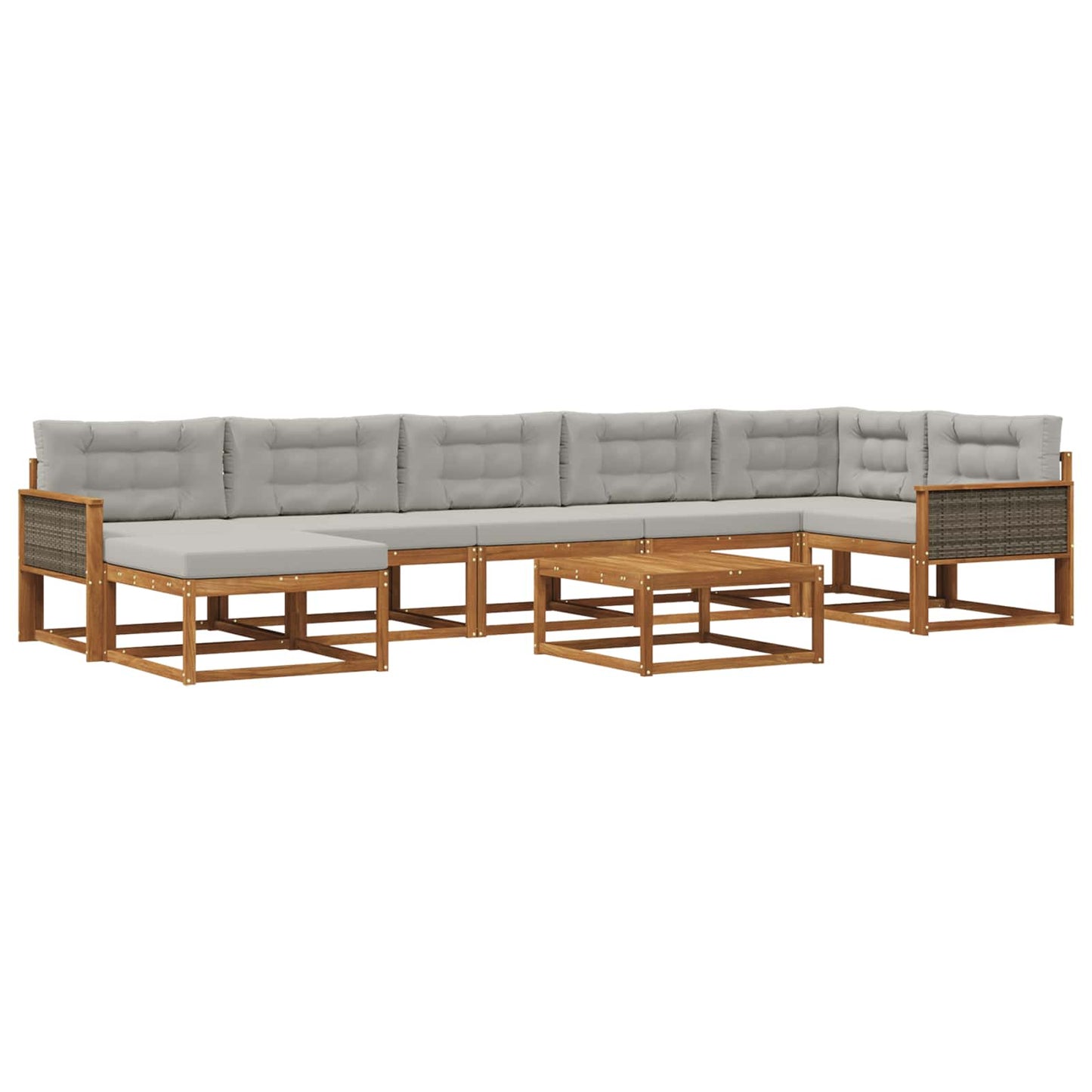 Outdoor-Sofagarnitur mit Kissen 8 pcs Natürlich und Hellgrau