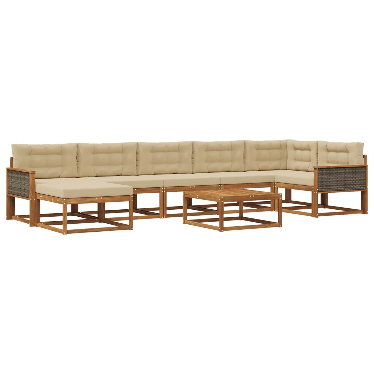 Outdoor-Sofagarnitur mit Kissen 8 pcs Natur und Beige