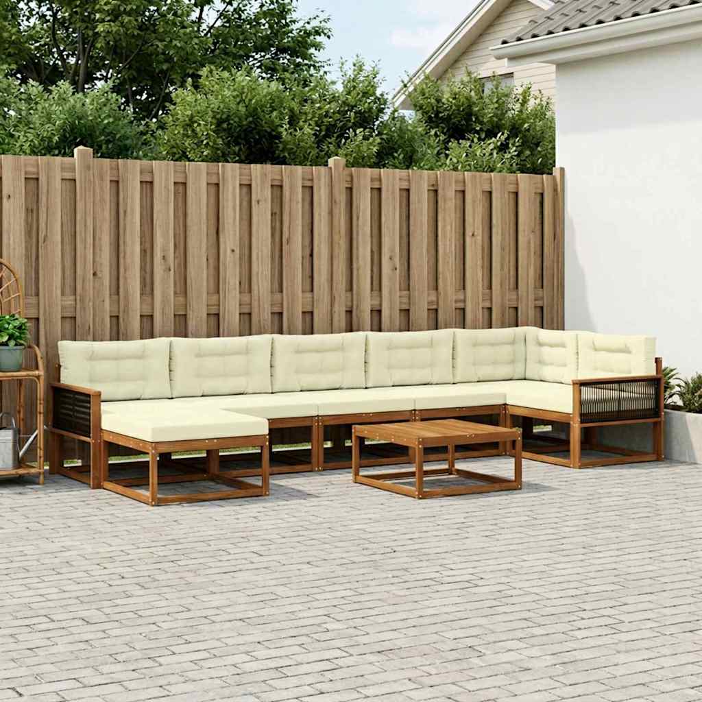 Outdoor-Sofagarnitur mit Kissen 8 pcs Natur und Creme