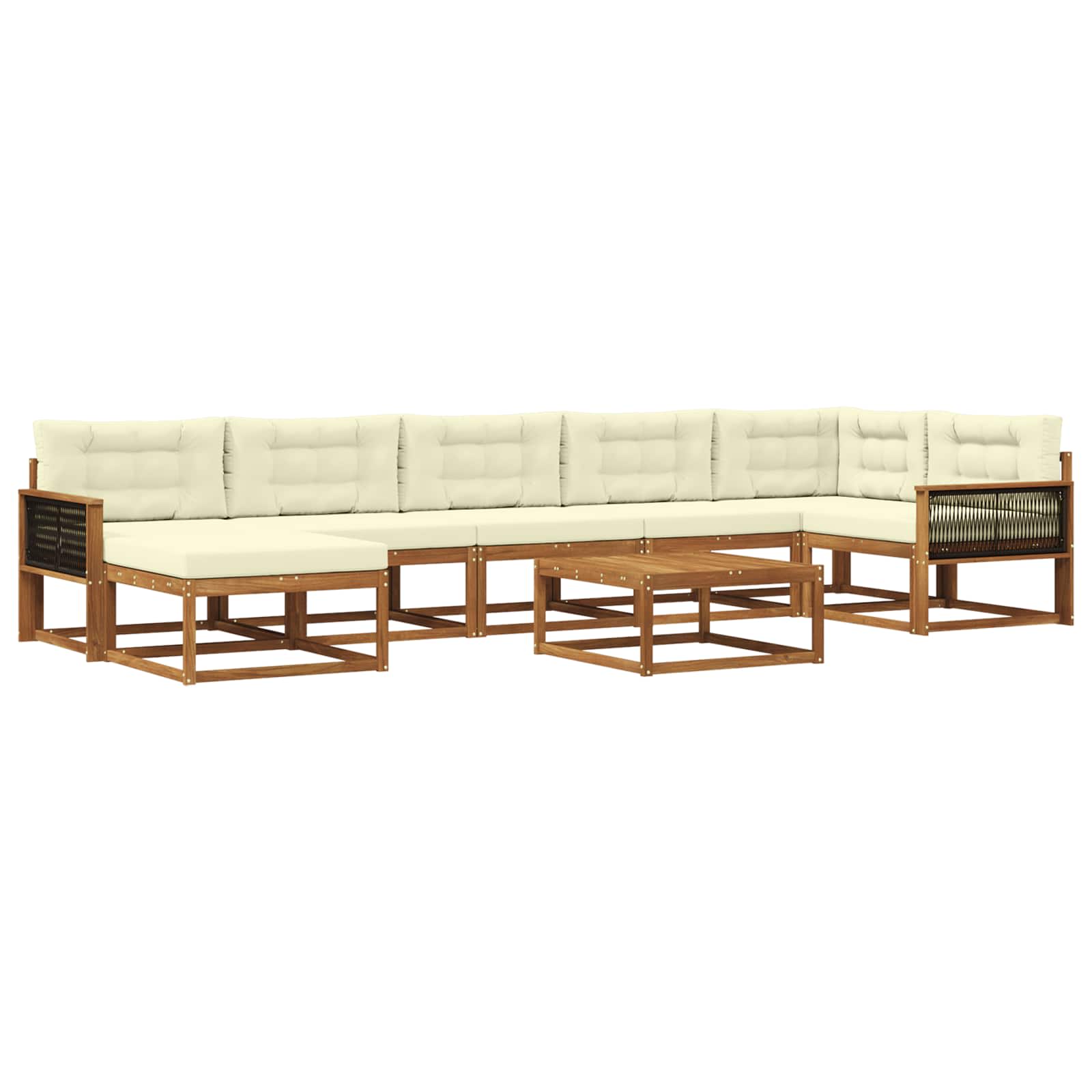 Outdoor-Sofagarnitur mit Kissen 8 pcs Natur und Creme