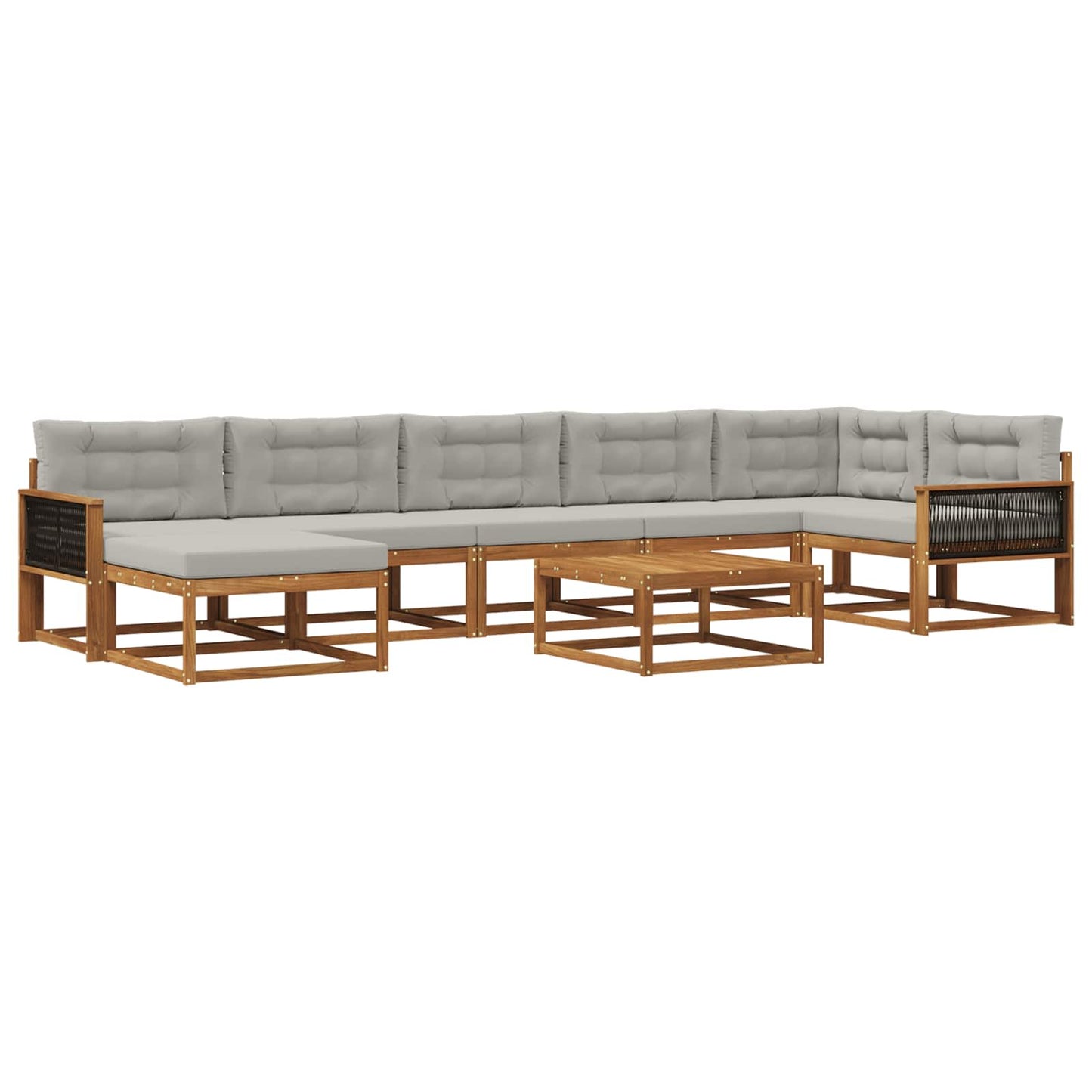 Outdoor-Sofagarnitur mit Kissen 8 pcs Natürlich und Hellgrau