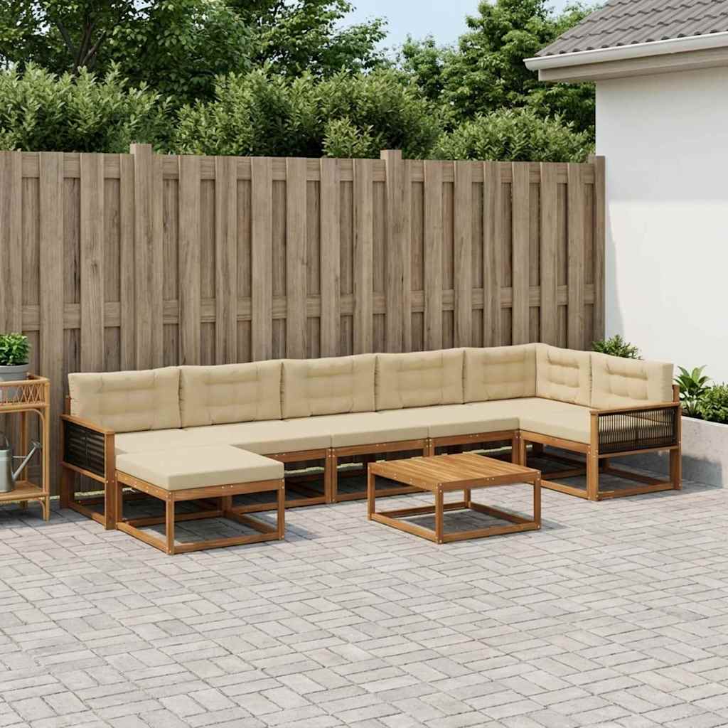 Outdoor-Sofagarnitur mit Kissen 8 pcs Natur und Beige