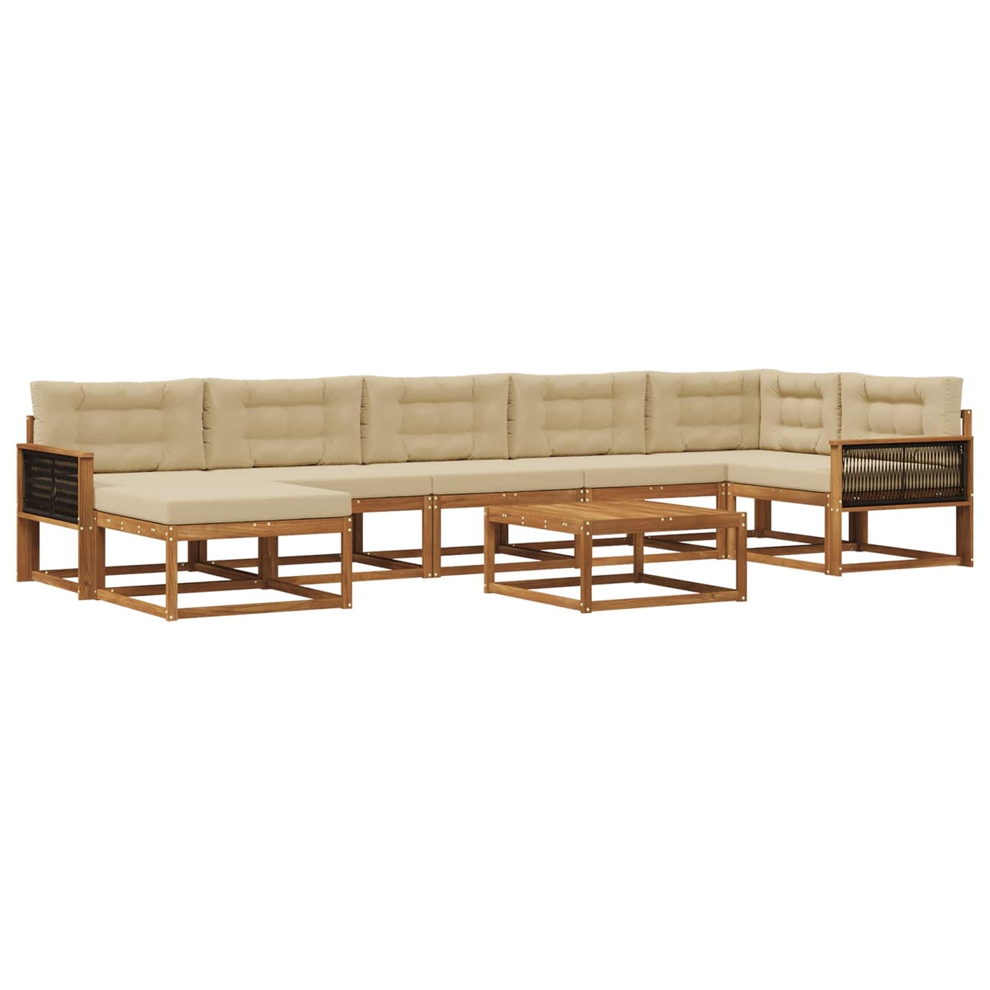 Outdoor-Sofagarnitur mit Kissen 8 pcs Natur und Beige
