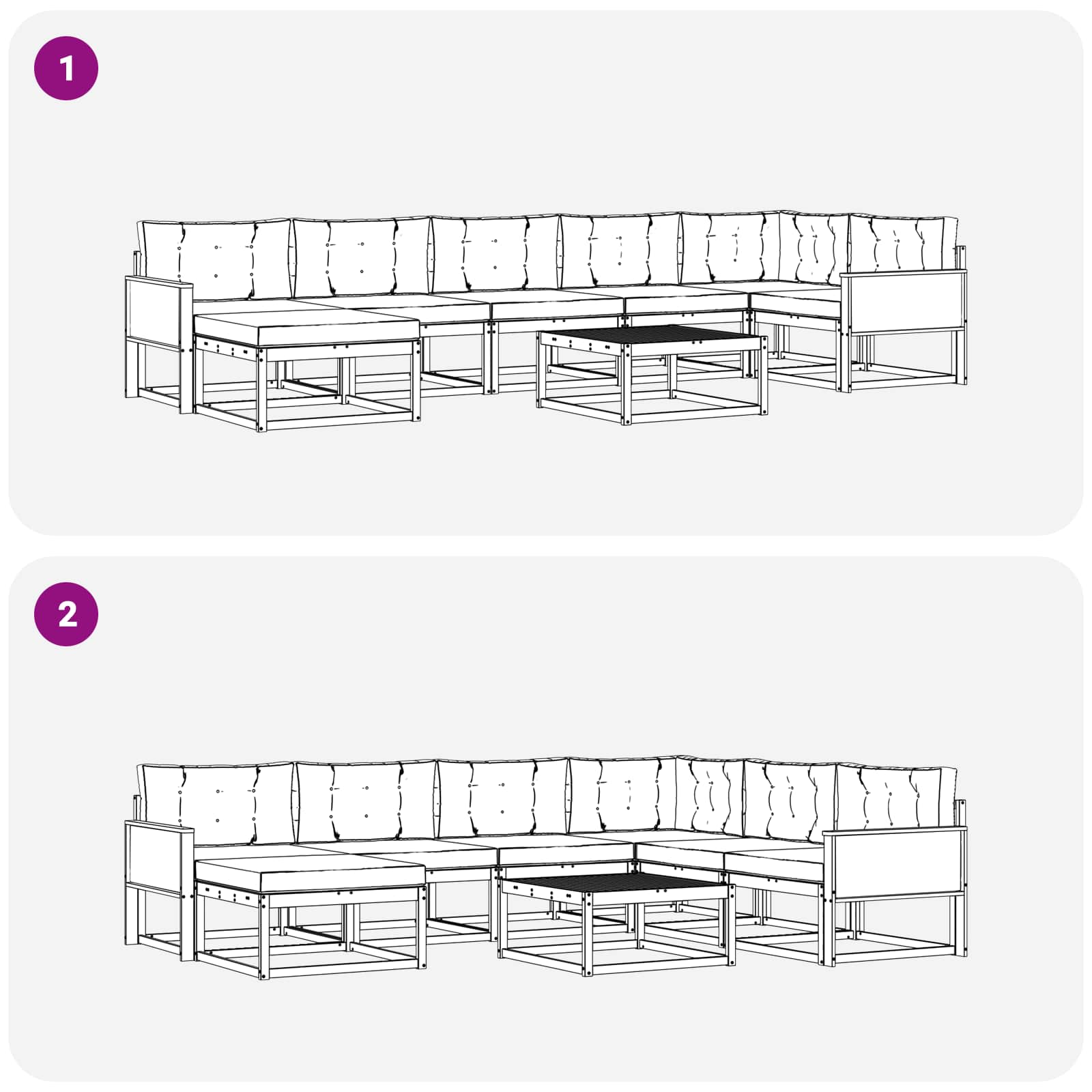 Outdoor-Sofagarnitur mit Kissen 8 pcs Natur und Beige