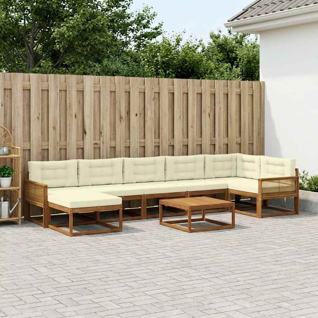 Outdoor-Sofagarnitur mit Kissen 8 pcs Natur und Creme