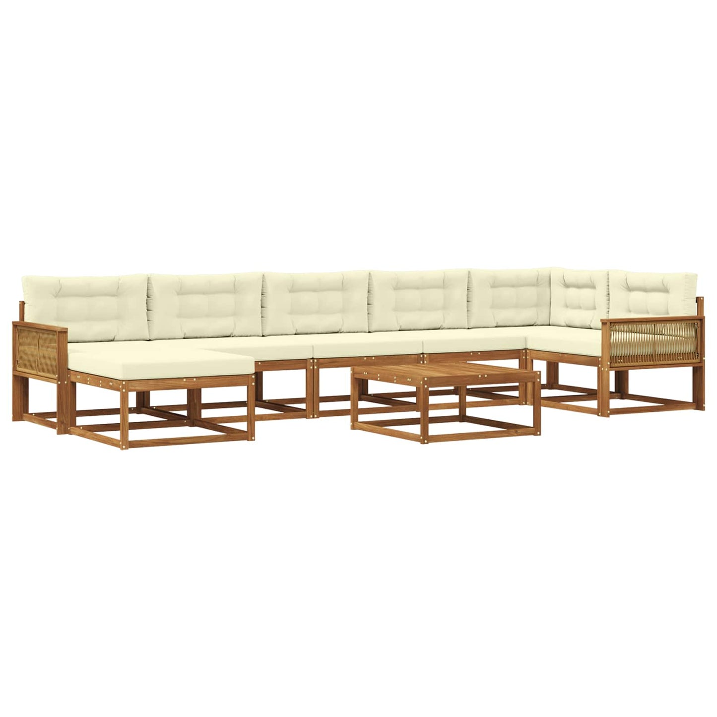 Outdoor-Sofagarnitur mit Kissen 8 pcs Natur und Creme