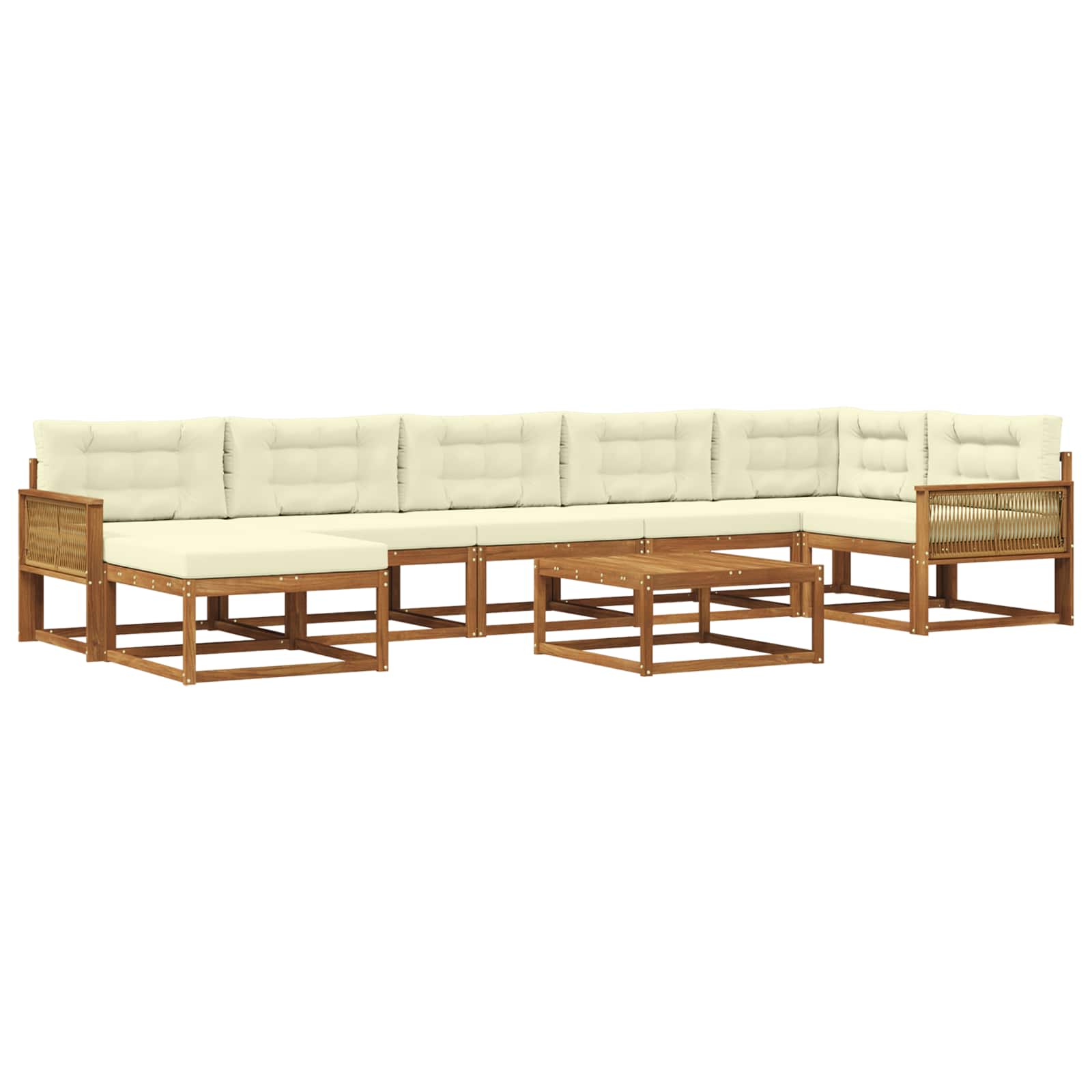 Outdoor-Sofagarnitur mit Kissen 8 pcs Natur und Creme