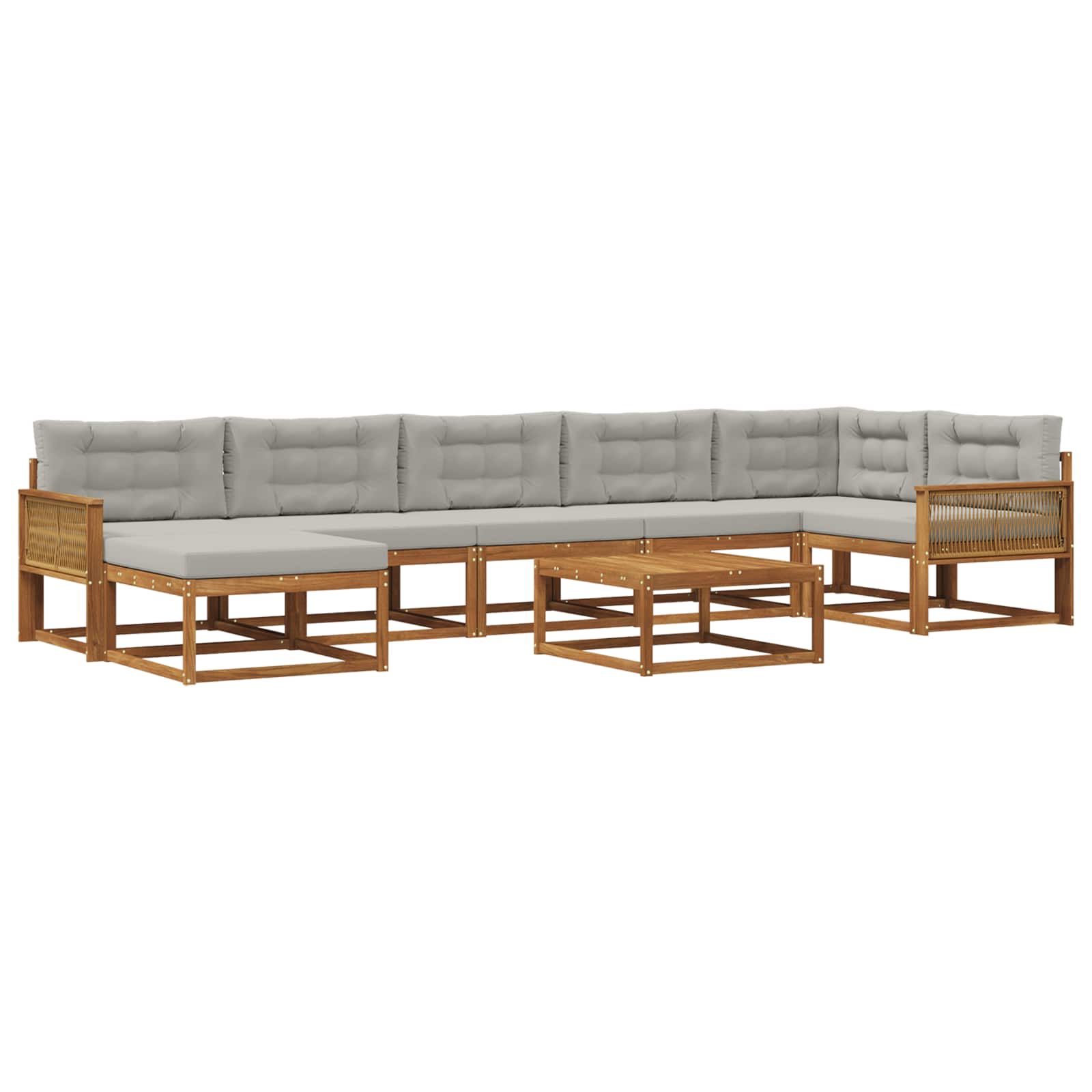Outdoor-Sofagarnitur mit Kissen 8 pcs Natürlich und Hellgrau