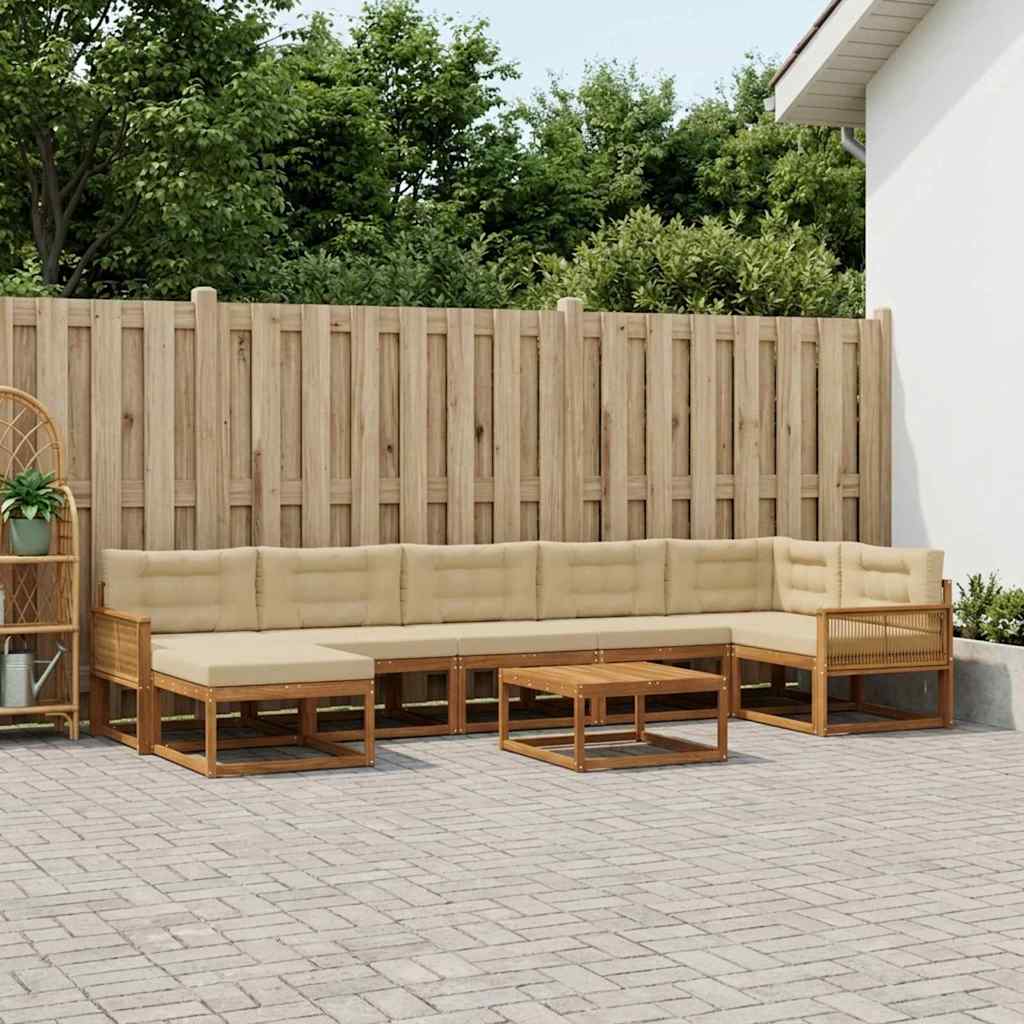 Outdoor-Sofagarnitur mit Kissen 8 pcs Natur und Beige