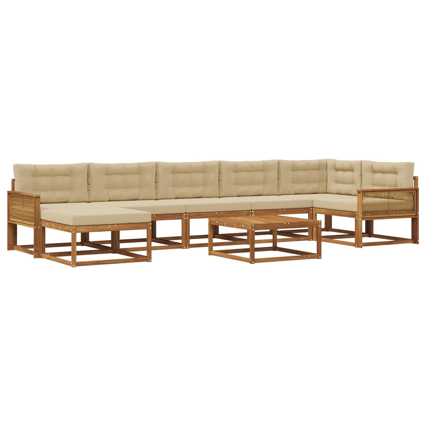 Outdoor-Sofagarnitur mit Kissen 8 pcs Natur und Beige