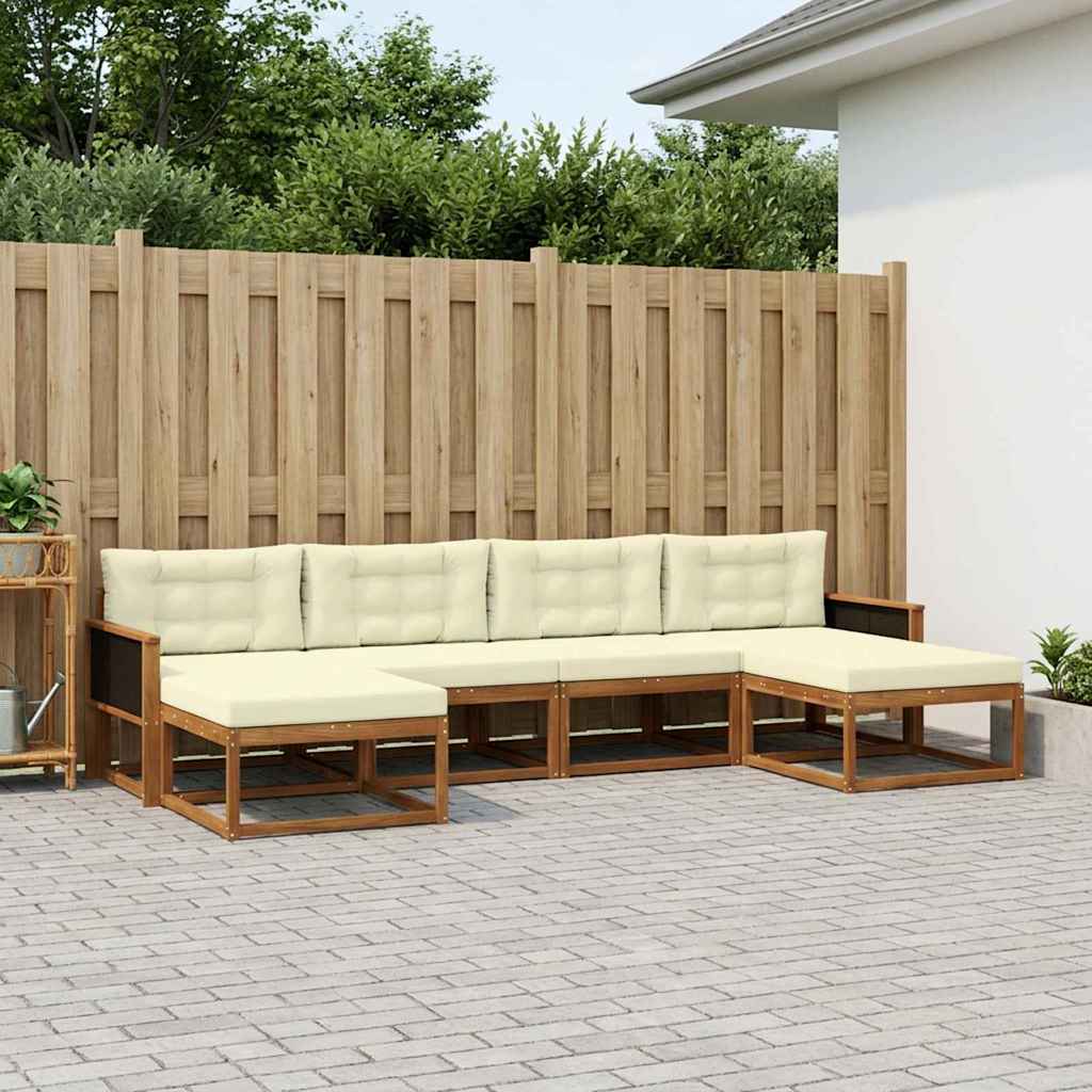 Outdoor-Sofagarnitur 6 stk. Natur und Creme