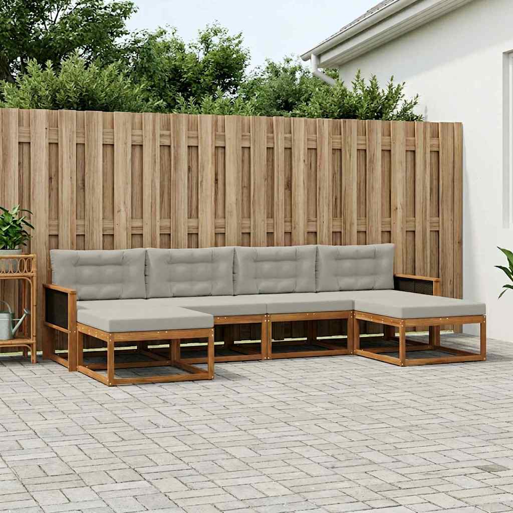 Outdoor-Sofagarnitur mit Kissen 6 pcs Natürlich und Hellgrau