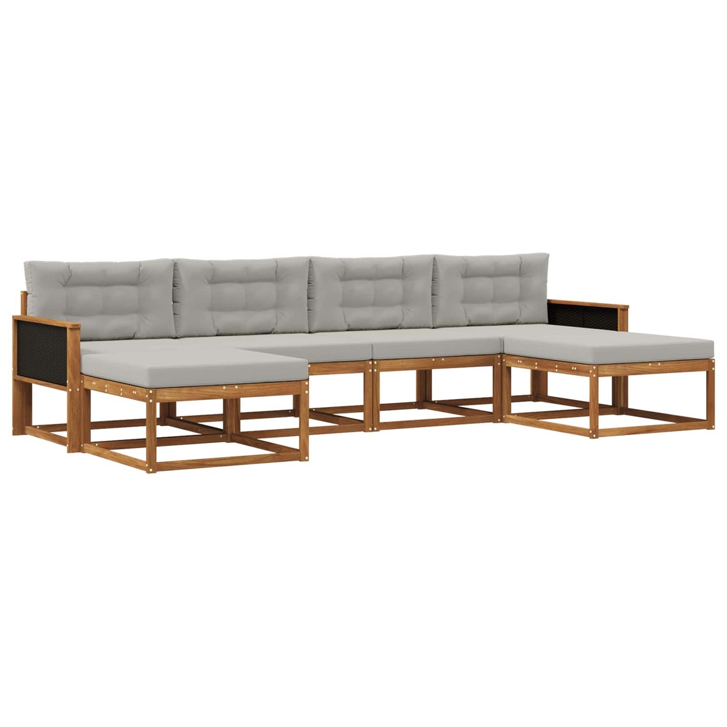 Outdoor-Sofagarnitur mit Kissen 6 pcs Natürlich und Hellgrau