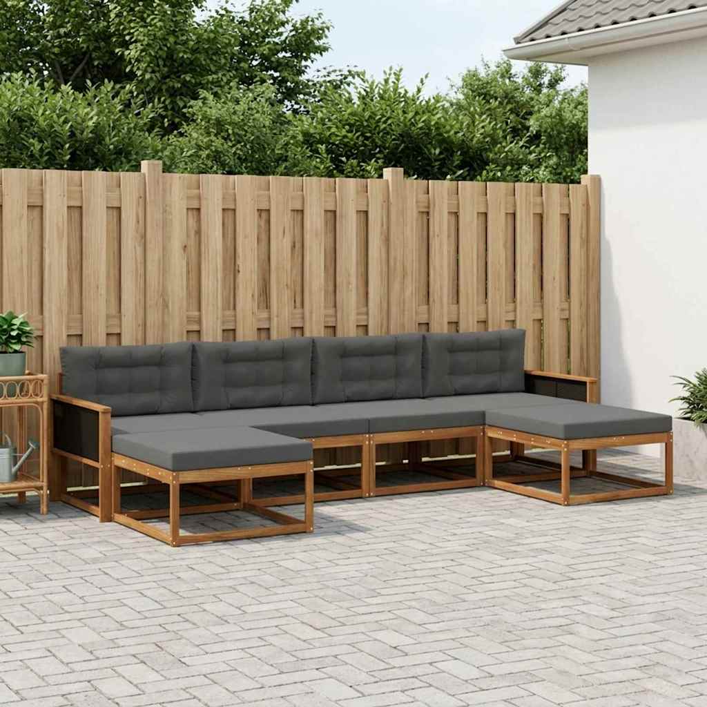 Outdoor-Sofagarnitur 6 stk. Natur und Anthrazit
