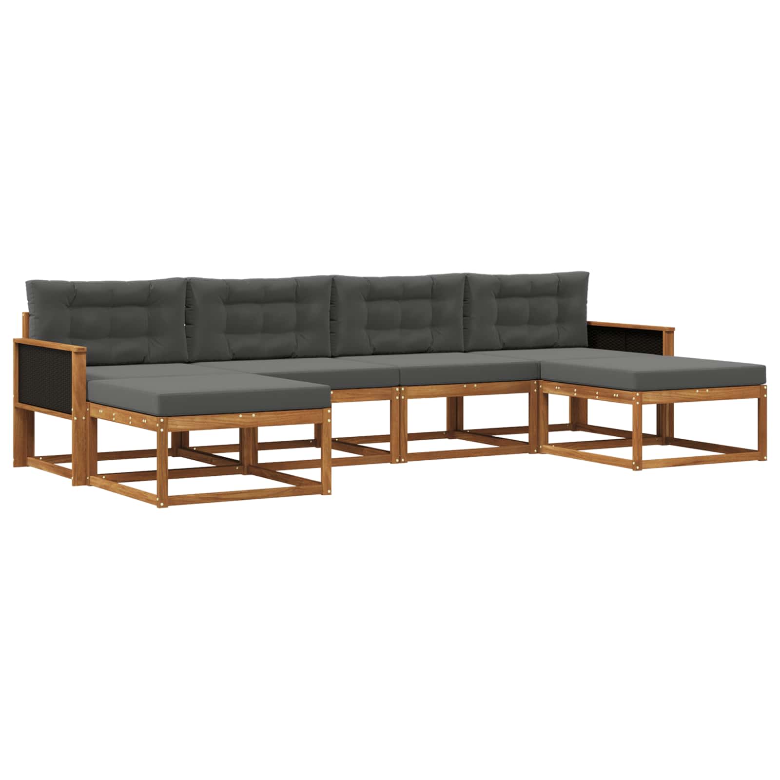 Outdoor-Sofagarnitur 6 stk. Natur und Anthrazit