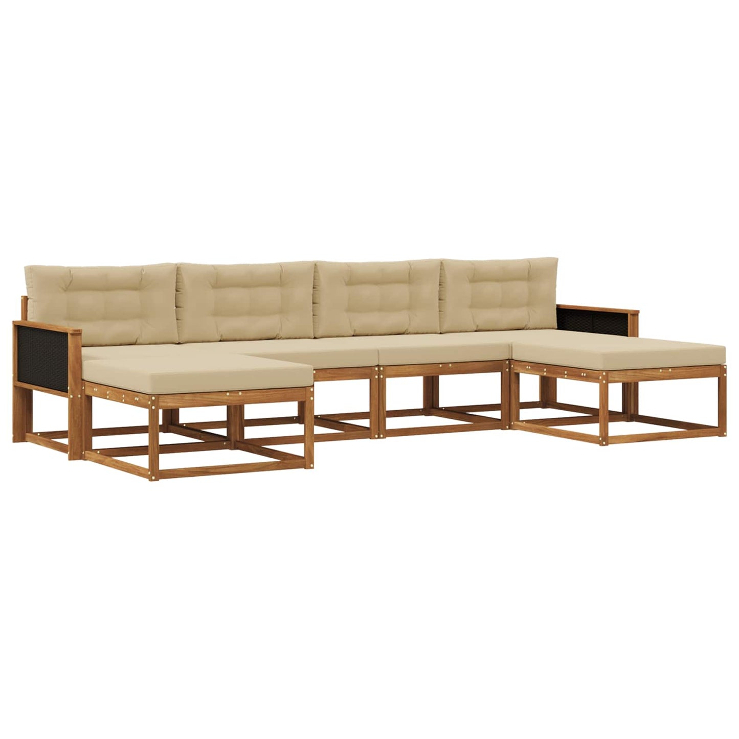 Outdoor-Sofagarnitur mit Kissen 6 pcs Natur und Beige