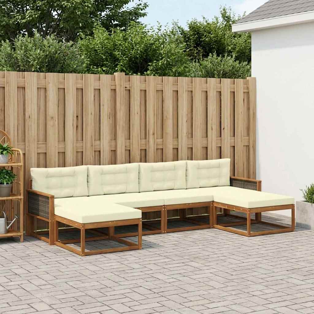 Outdoor-Sofagarnitur 6 stk. Natur und Creme