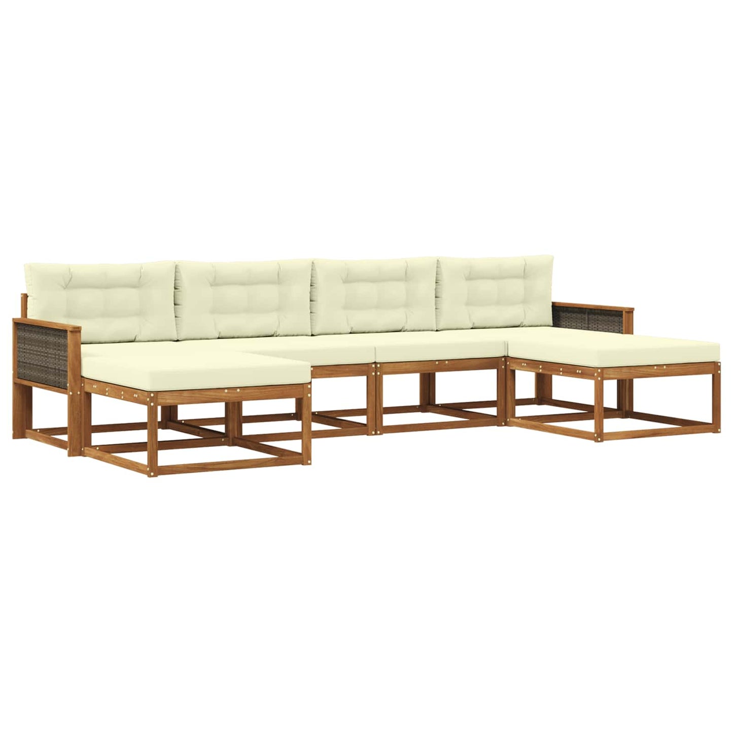 Outdoor-Sofagarnitur 6 stk. Natur und Creme