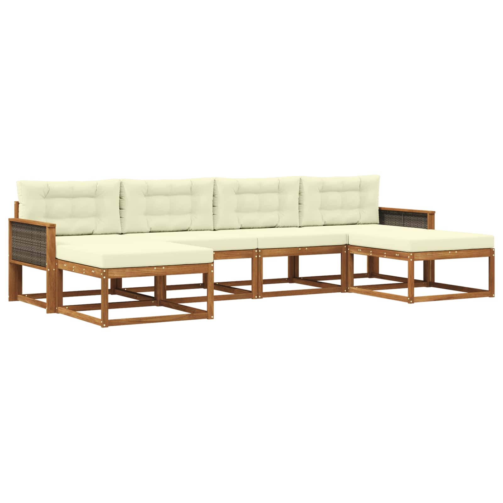 Outdoor-Sofagarnitur 6 stk. Natur und Creme