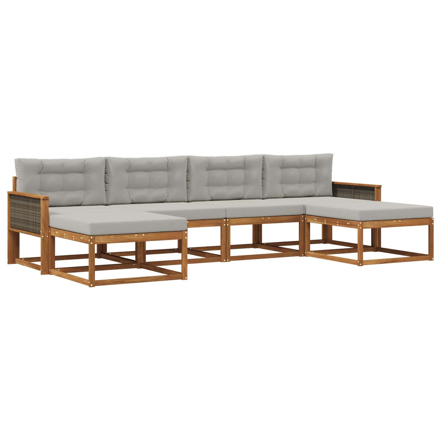 Outdoor-Sofagarnitur mit Kissen 6 pcs Natürlich und Hellgrau