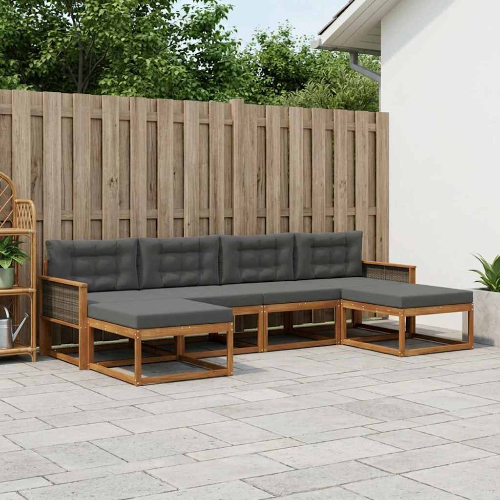 Outdoor-Sofagarnitur 6 stk. Natur und Anthrazit