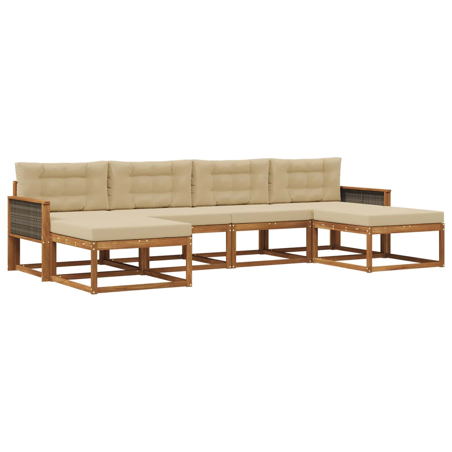 Outdoor-Sofagarnitur mit Kissen 6 pcs Natur und Beige