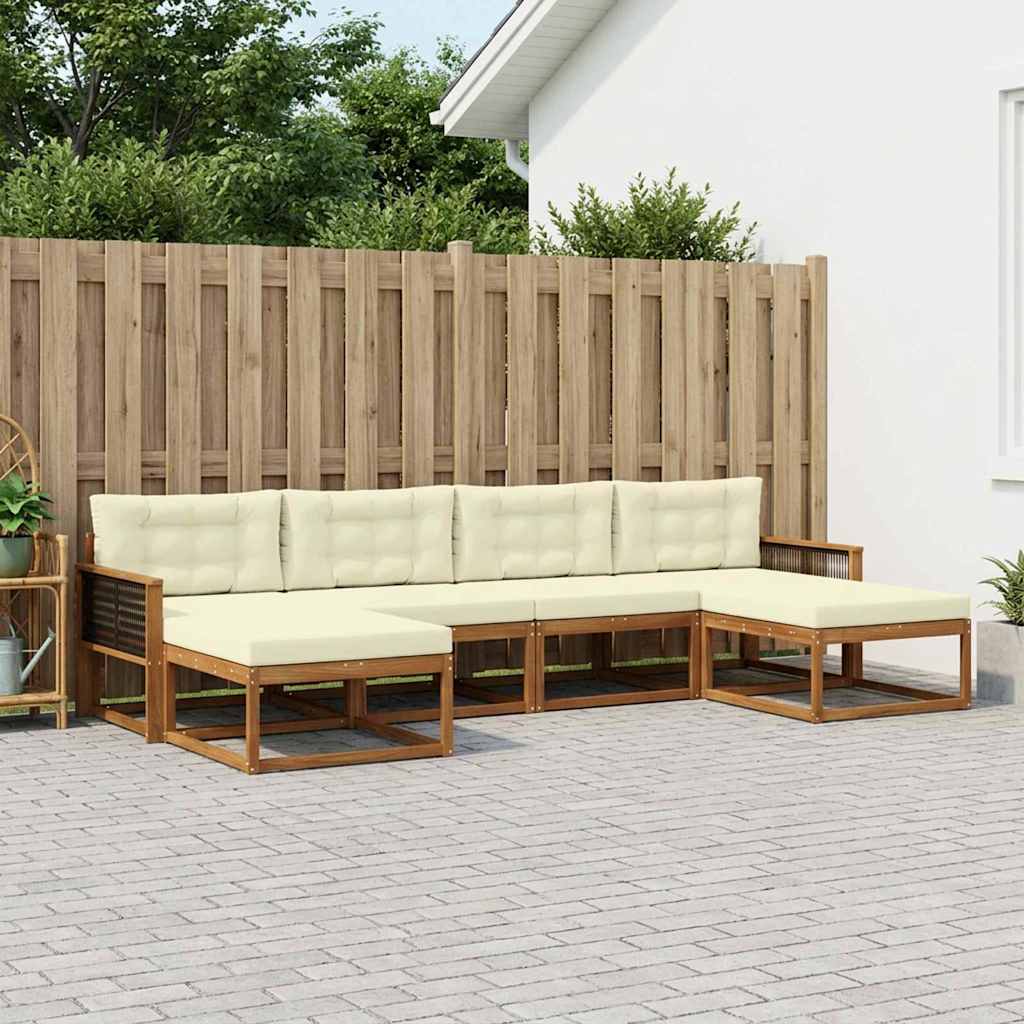 Outdoor-Sofagarnitur 6 stk. Natur und Creme