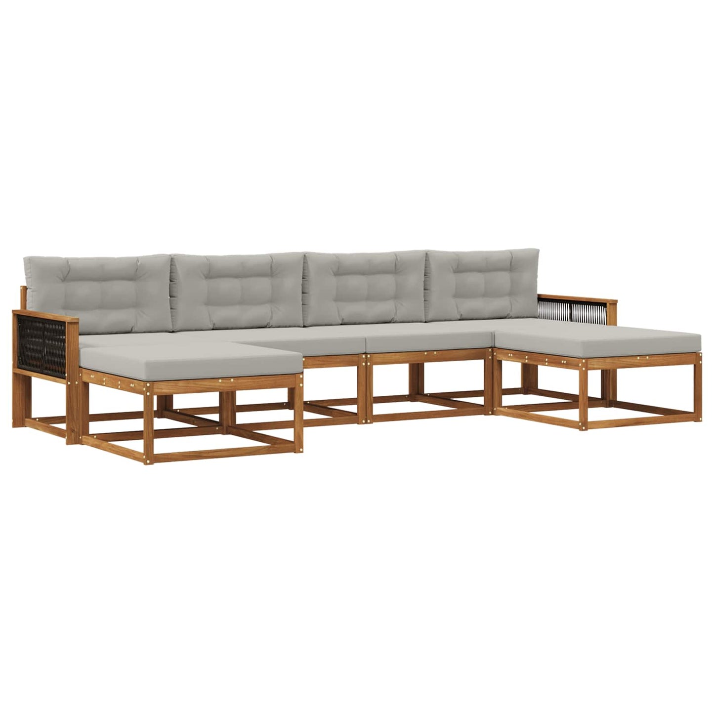Outdoor-Sofagarnitur mit Kissen 6 pcs Natürlich und Hellgrau