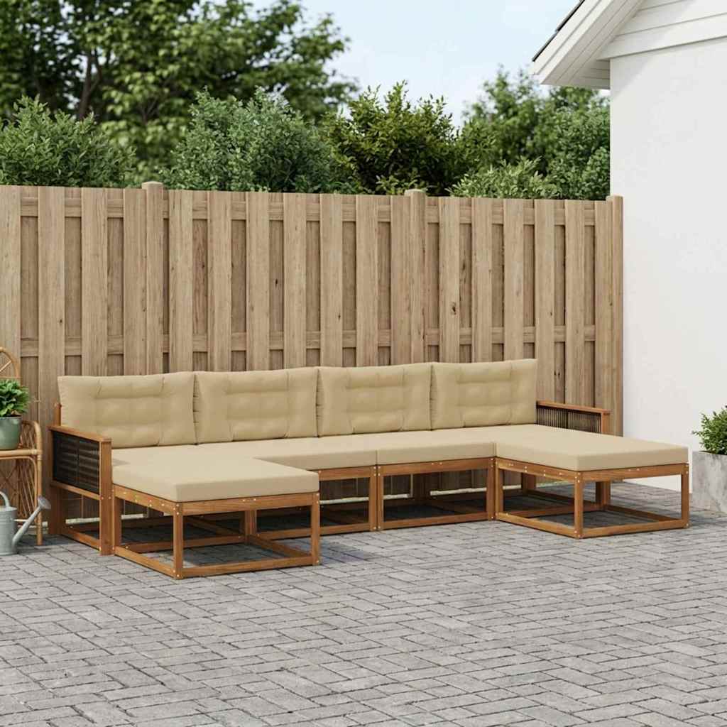 Outdoor-Sofagarnitur mit Kissen 6 pcs Natur und Beige