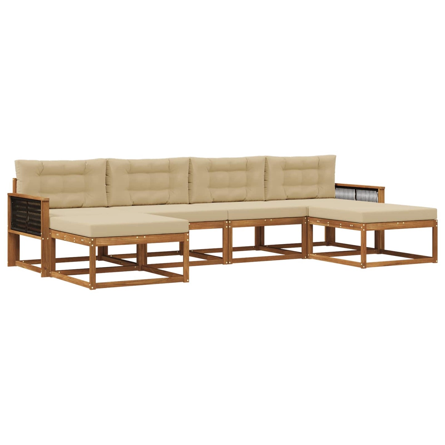 Outdoor-Sofagarnitur mit Kissen 6 pcs Natur und Beige