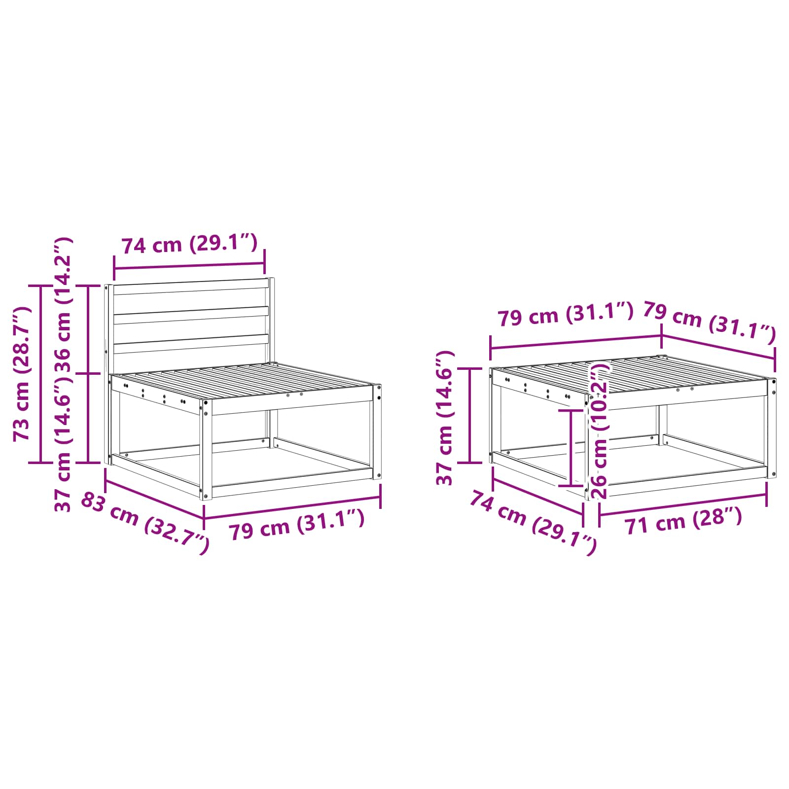 Outdoor-Sofagarnitur 6 stk. Natur Massivholz Akazie