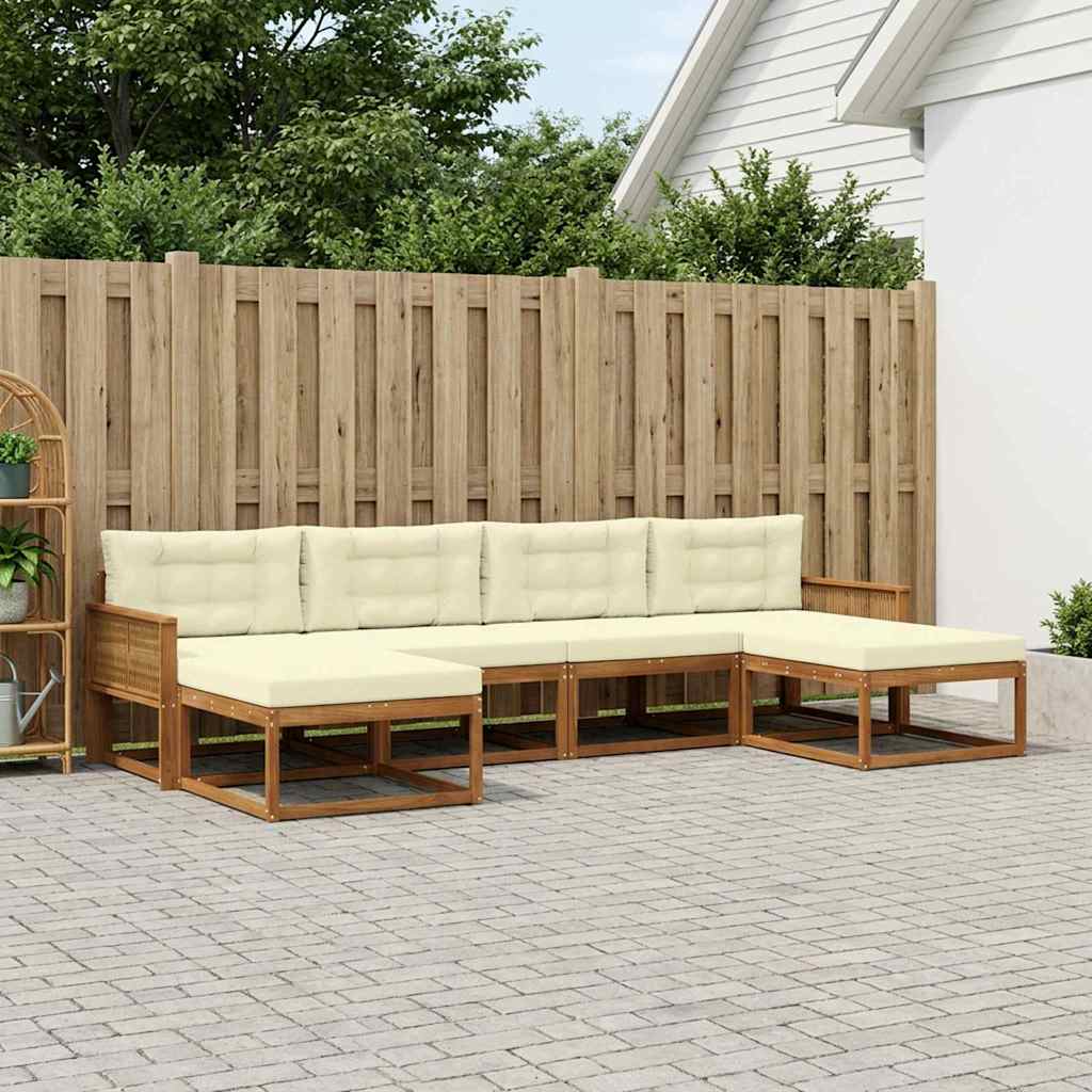 Outdoor-Sofagarnitur mit Kissen 6 pcs Natur und Creme