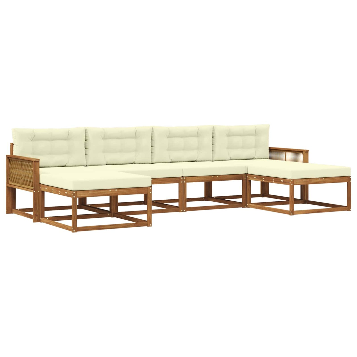Outdoor-Sofagarnitur mit Kissen 6 pcs Natur und Creme
