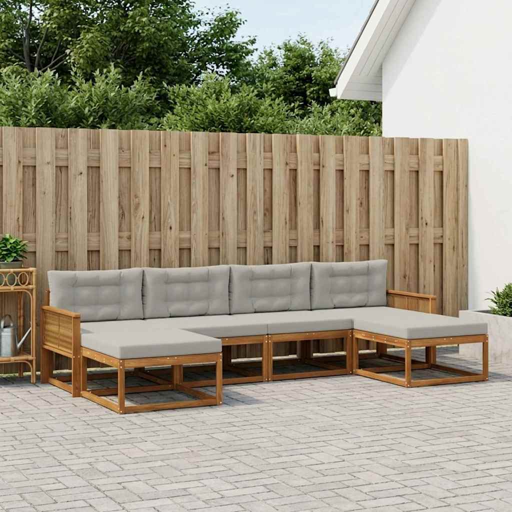 Outdoor-Sofagarnitur mit Kissen 6 pcs Natürlich und Hellgrau