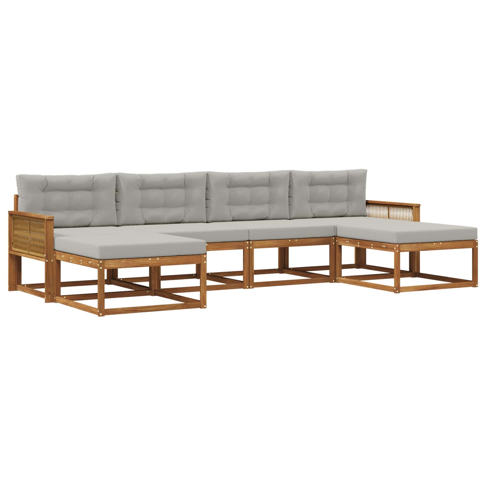 Outdoor-Sofagarnitur mit Kissen 6 pcs Natürlich und Hellgrau