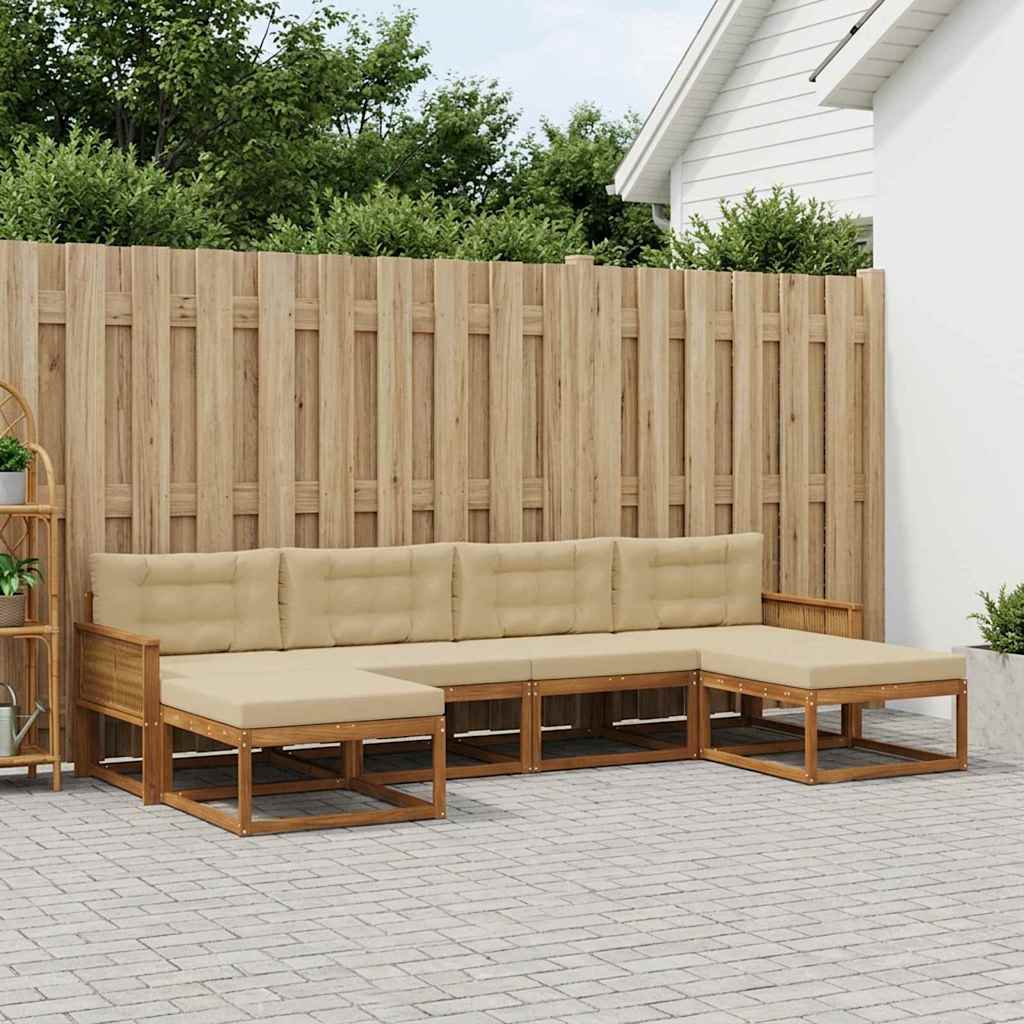 Outdoor-Sofagarnitur mit Kissen 6 pcs Natur und Beige