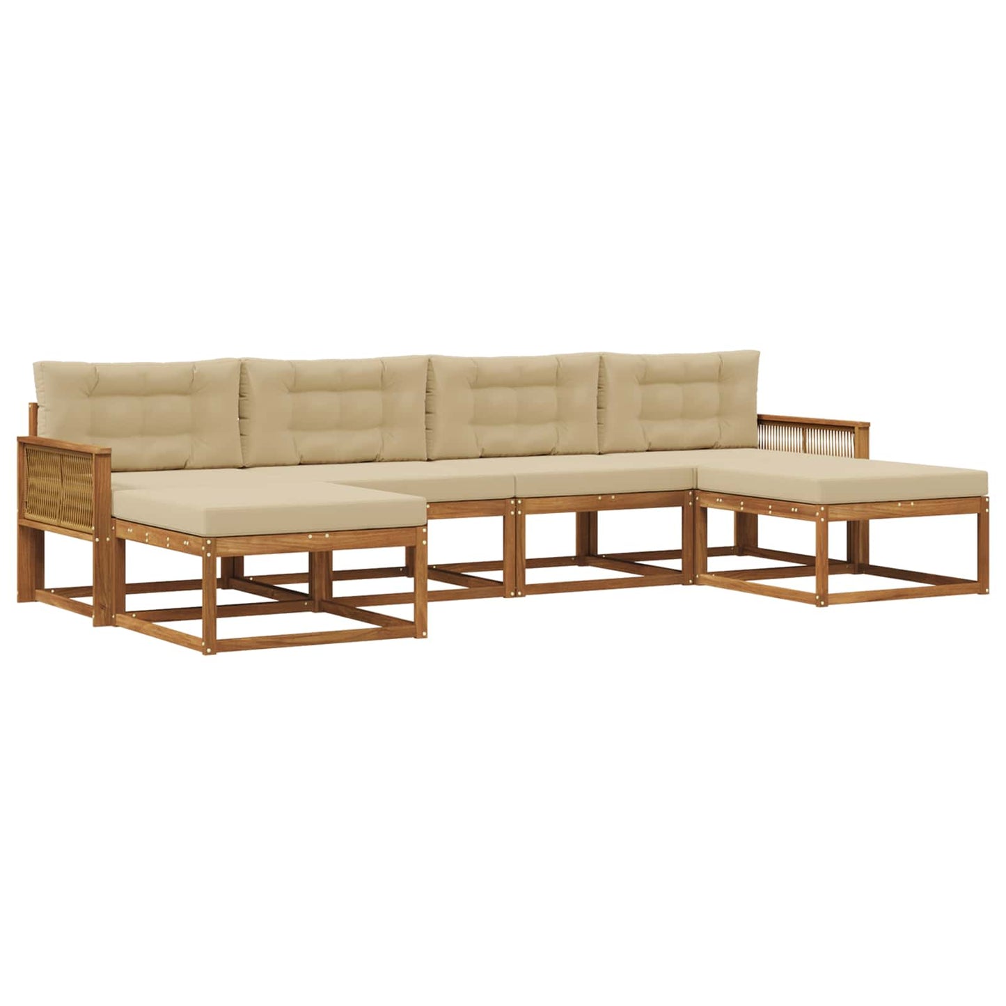 Outdoor-Sofagarnitur mit Kissen 6 pcs Natur und Beige