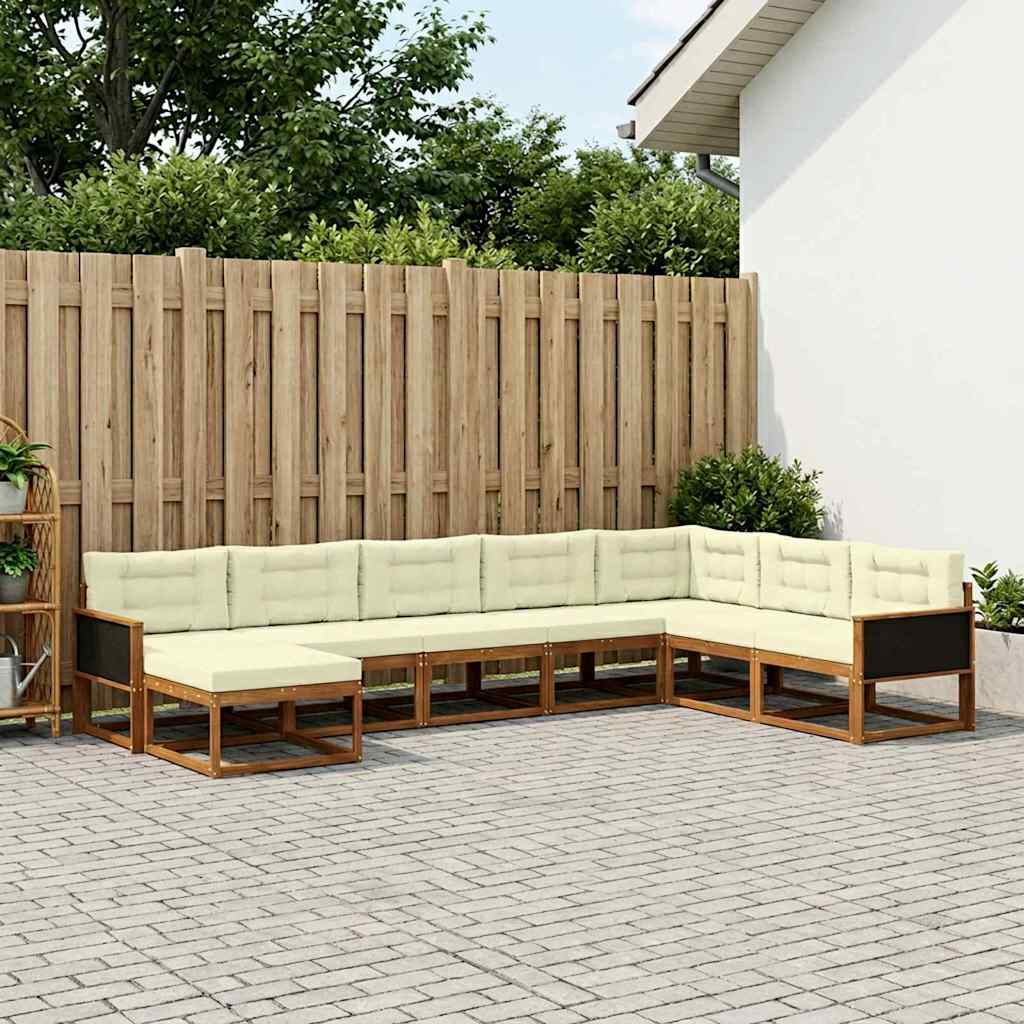 Outdoor-Sofagarnitur mit Kissen 8 pcs Natur und Creme