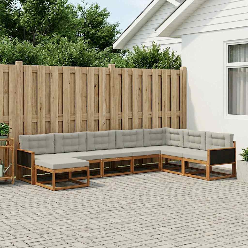 Outdoor-Sofagarnitur mit Kissen 8 pcs Natürlich und Hellgrau
