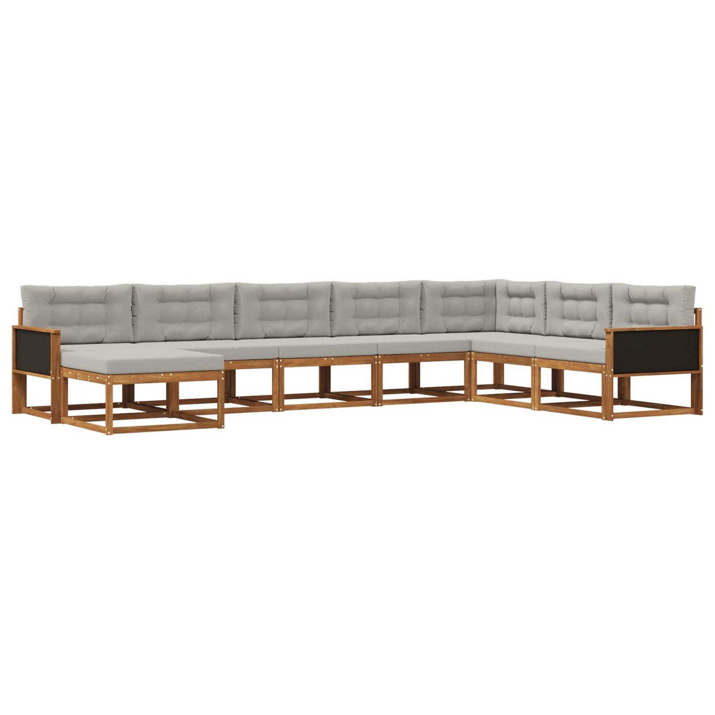 Outdoor-Sofagarnitur mit Kissen 8 pcs Natürlich und Hellgrau