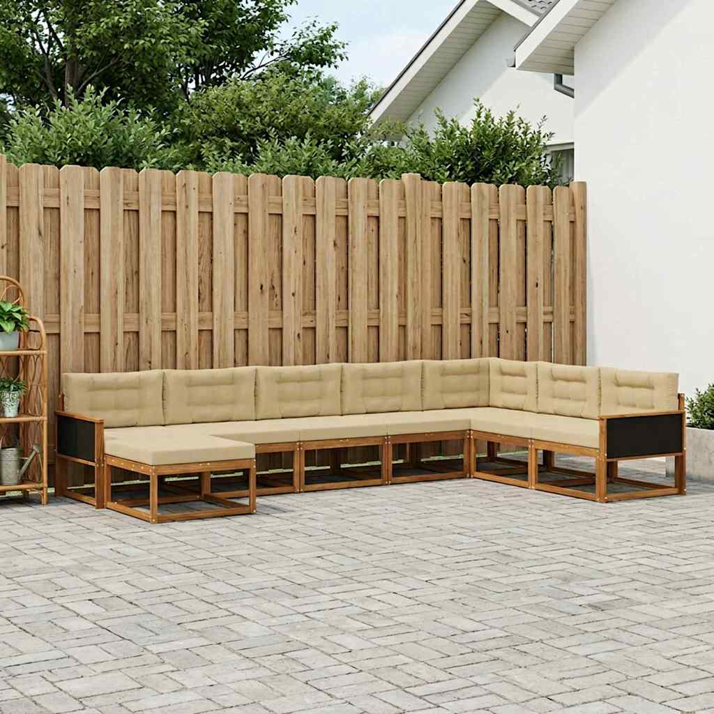 Outdoor-Sofagarnitur mit Kissen 8 pcs Natur und Beige