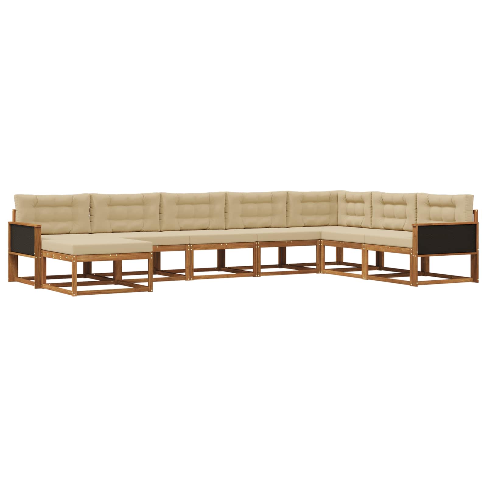 Outdoor-Sofagarnitur mit Kissen 8 pcs Natur und Beige
