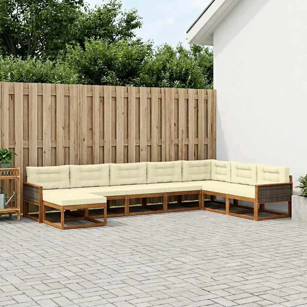 Outdoor-Sofagarnitur mit Kissen 8 pcs Natur und Creme