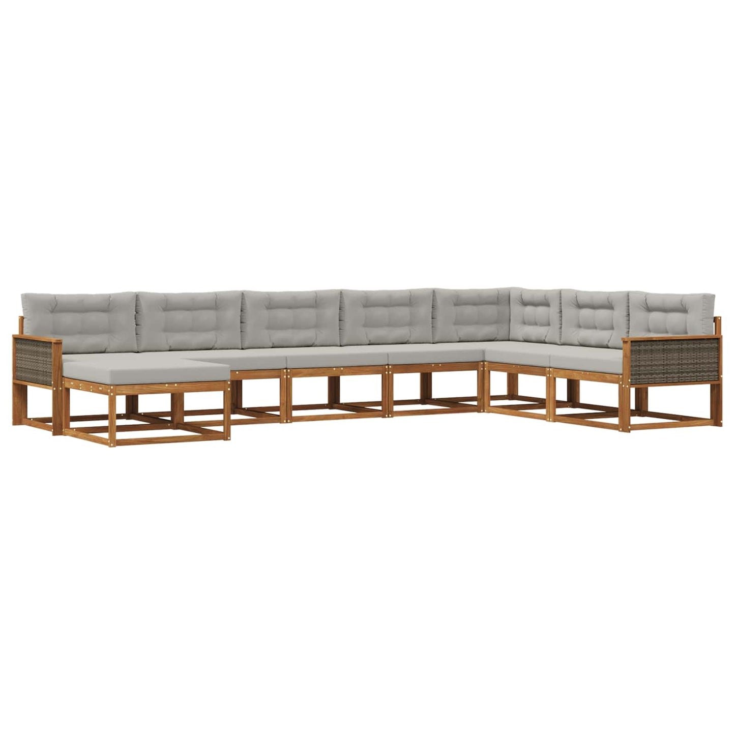 Outdoor-Sofagarnitur mit Kissen 8 pcs Natürlich und Hellgrau