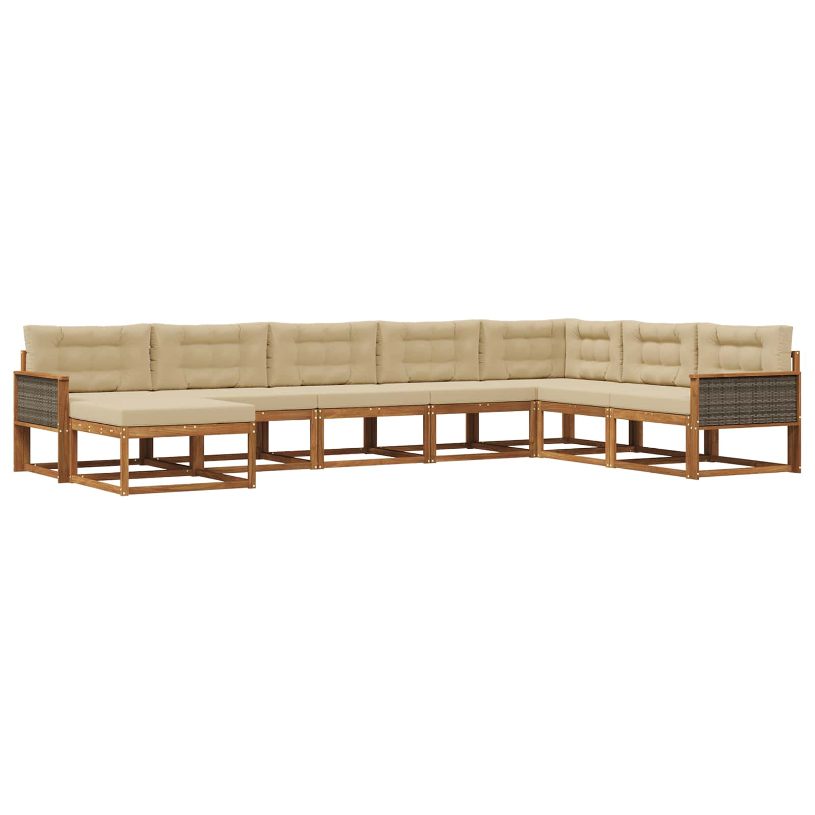 Outdoor-Sofagarnitur mit Kissen 8 pcs Natur und Beige