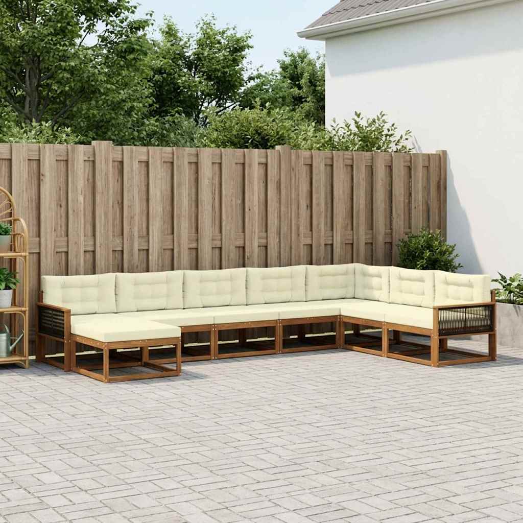 Outdoor-Sofagarnitur mit Kissen 8 pcs Natur und Creme