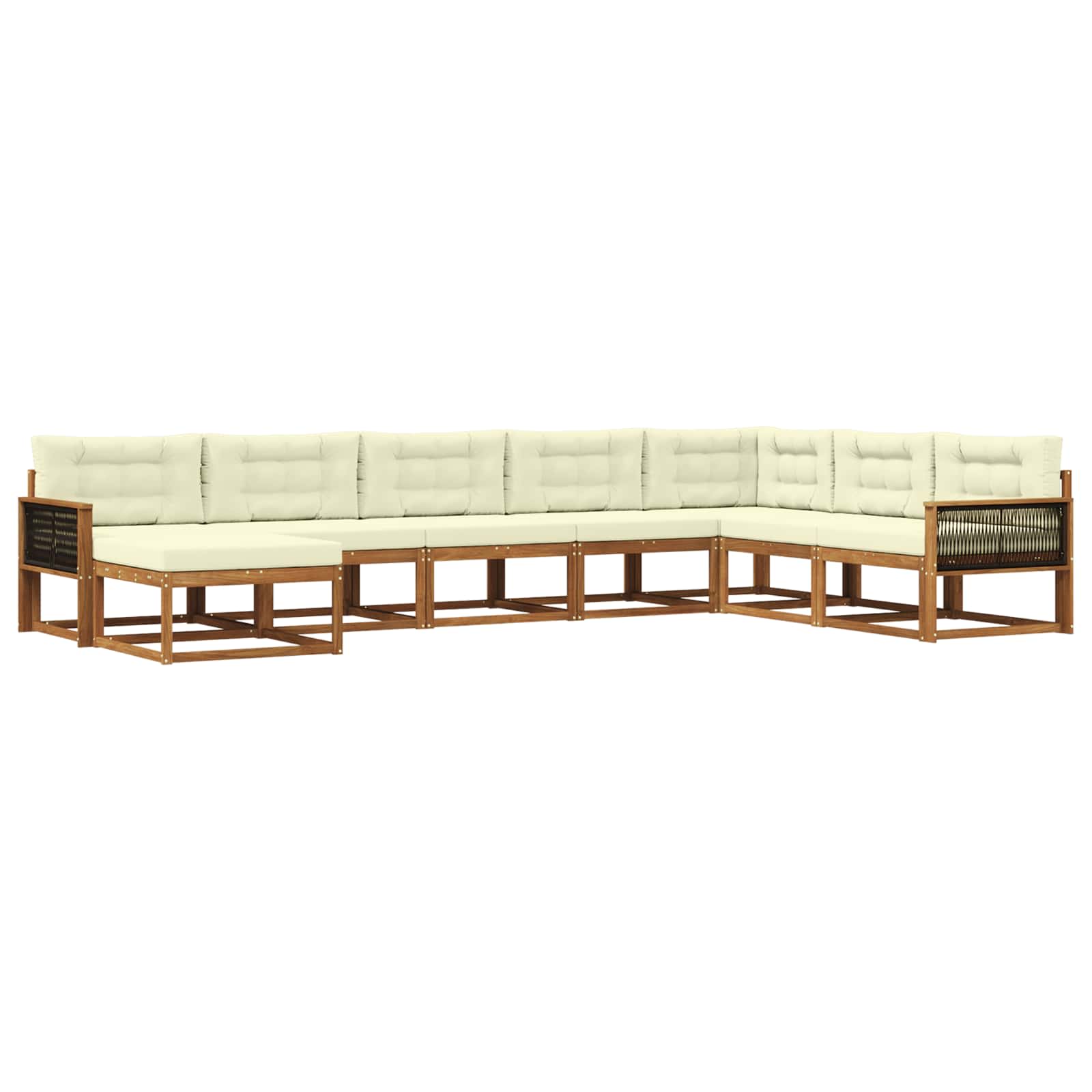 Outdoor-Sofagarnitur mit Kissen 8 pcs Natur und Creme